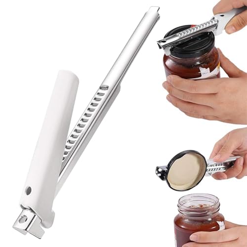 Hshenjhu Effortless Arthritis Jar Opener, Multifunctional Verstellbarer Dosenöffner, Stainless Dosenöffner Manuell Lid Opener, Glasöffner Schraubdeckelöffner für Senioren Schwache Hände （Weiß） von Hshenjhu