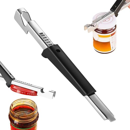 Hshenjhu Effortless Arthritis Jar Opener, Multifunctional Verstellbarer Dosenöffner, Stainless Dosenöffner Manuell Lid Opener, Glasöffner Schraubdeckelöffner für Senioren Schwache Hände （Schwarz） von Hshenjhu