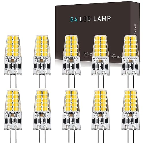 G4 LED Dimmbar Lampen,3W G4 LED Birnen,Ersatz für 30W Halogenlampen, 4500K Naturweiß 300LM, G4 LED Leuchmittel,Kein Flackern,12V -24V AC/DC,10er Pack von Hsientpe