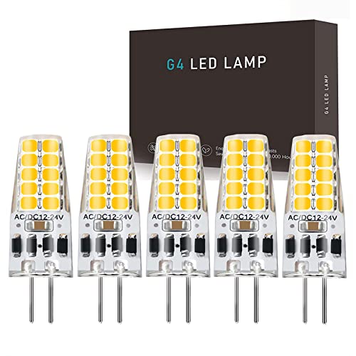 G4 LED Dimmbar Lampen,3W G4 LED Birnen,Ersatz für 30W Halogenlampen, Naturweiß 4500K 300LM, G4 LED Leuchmittel,Kein Flackern,12V -24V AC/DC,5er Pack von Hsientpe