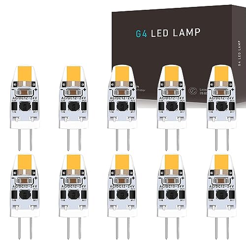 G4 LED Lampen Dimmbar,2W LED G4 Birnen 3000K Warmweiß 200LM,Ersatz für 20W Halogen Leuchtmittel,G4 LED 12V AC/DC,Kein Flackern,360° Abstrahlwinkel,Led Steckbirnen,Stiftsockellampe Led,10er Pack von Hsientpe