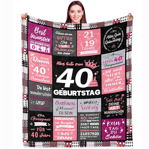 Hsientpe 40 Geburtstag Frauen, 40 Geburtstag Deko, 40. Geburtstag Frauen, Geschenke zum 40 Geburtstag Frau, Geschenk 40. Geburtstag Frau Decke 150x200CM von Hsientpe