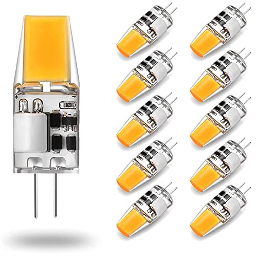 Hsientpe G4 LED Lampen,5W LED G4 Birnen 3000K Warmweiß 500lm, Ersatz für 50W Halogen Leuchtmittel,Kein Flackern,12V AC/DC, Nicht Dimmbar 360° Stiftsockellampe 10er Pack von Hsientpe