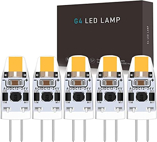 Hsientpe G4 LED Lampen Dimmbar, 2W G4 LED Birnen 3000K Warmweiß 200lm,Ersatz für 20W Halogenlampen,Kein Flackern,360° Lichtwinkel,LED Stifsockellampen,12V AC/DC,5er Pack von Hsientpe