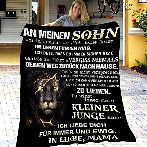 Hsientpe Kuscheldecke Flauschige Personalisierte Decke Geschenke An Meine Sohn, Mutter für Sohn Positiv Ermutigen Decke Deutsch, Super Weiche Decke Flanell, 150 * 220 cm von Hsientpe