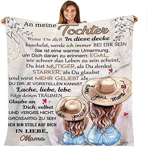 Hsientpe Kuscheldecke Flauschige Personalisierte Decke Geschenke An Meine Tochter, Mutter für Töchter Positiv Ermutigen Decke Deutsch, Super Weiche Decke Flanell, 130 * 150 cm von Hsientpe