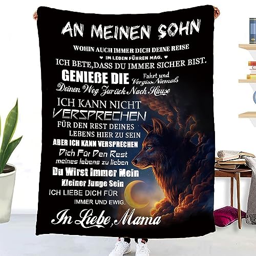 Hsientpe Personalisierte Decke Geschenk für Sohn Von Mama, Kuscheldecke Flauschige An Meinen Sohn Von Mutter, Brief Decken Geschenke Für Weihnachten Geburtstag Graduierung,18 Geburtstag Junge von Hsientpe