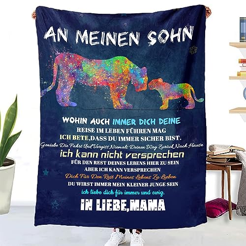 Hsientpe Personalisierte Decke Geschenk für Sohn Von Mama, Kuscheldecke Flauschige An Meinen Sohn Von Mutter, Brief Decken Geschenke Für Weihnachten Geburtstag Graduierung,18 Geburtstag Junge von Hsientpe