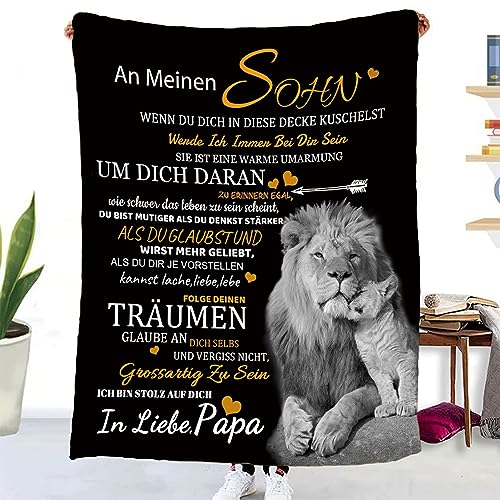 Hsientpe Personalisierte Decke Geschenk für Sohn Von Papa, Kuscheldecke Flauschige An Meinen Sohn Von Vater, Brief Decken Geschenke Für Weihnachten Geburtstag Graduierung,18 Geburtstag Junge von Hsientpe