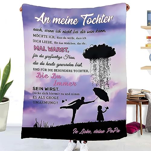 Hsientpe Personalisierte Decke Geschenk für Tochter Von Papa, Kuscheldecke Flauschige An Meine Tochter Von Vater, Brief Decken Geschenke Für Weihnachten Geburtstag Graduierung,18 Geburtstag Mädchen von Hsientpe