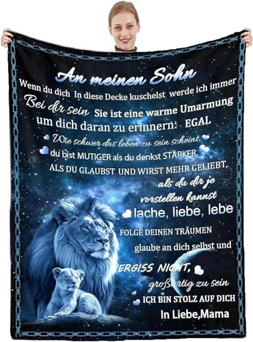 Hsientpe Sohn Geschenke von Mama, Kuscheldecke Geschenk für Sohn, Beste Sohn Geschenke, Mutter Sohn Personalisierte Decke Geschenk, Geburtstagsgeschenk für Meine Sohn, 18 Geburtstag Junge von Hsientpe