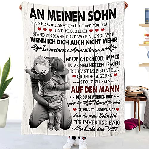 Hsientpe Kuscheldecke Flauschige Personalisierte Decke Geschenke An Meine Sohn, Vater für Sohn Positiv Ermutigen Decke Deutsch, Super Weiche Decke Flanell, 150 * 200 cm von Hsientpe