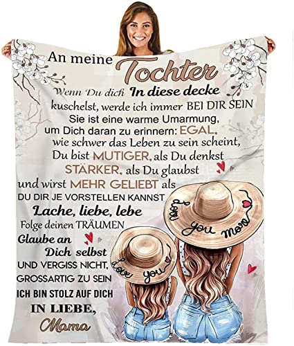 Hsientpe Kuscheldecke Flauschige Personalisierte Decke Geschenke An Meine Tochter, Mutter für Töchter Positiv Ermutigen Decke Deutsch, Super Weiche Decke Flanell, 150 * 200 cm von Hsientpe