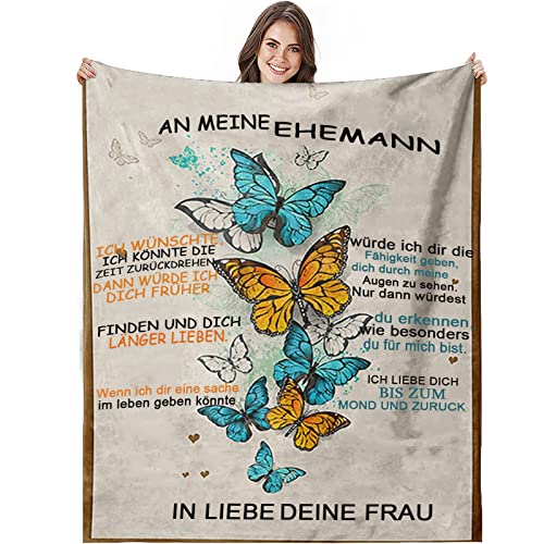 Personalisierte Decke Geschenk für Meine Mann, Jahrestag Hochzeitstag Valentinstag Geburtstag Liebe Geschenke für Ehemann, Kuscheldecke Flauschige An Meine Ehemann Von Frau,Super Weiche Decke Flanell von Hsientpe