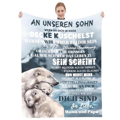 Personalisierte Decke Geschenk für Sohn Von Eltern, Kuscheldecke An unseren Sohn , Brief Decken Geschenke für den Geburtstag der Sohn zu Weihnachten Abschlussgeschenk Geschenk ,18 Geburtstag Junge von Hsientpe