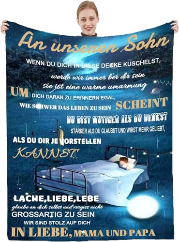 Personalisierte Decke Geschenk für Sohn Von Eltern, Kuscheldecke An unseren Sohn , Brief Decken Geschenke für den Geburtstag der Sohn zu Weihnachten Abschlussgeschenk Geschenk ,18 Geburtstag Junge von Hsientpe