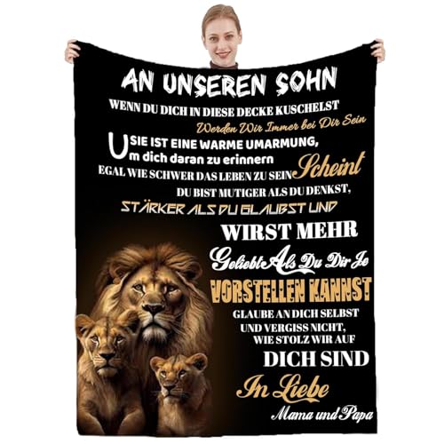 Personalisierte Decke Geschenk für Sohn Von Eltern, Kuscheldecke An unseren Sohn , Brief Decken Geschenke für den Geburtstag der Sohn zu Weihnachten Abschlussgeschenk Geschenk ,18 Geburtstag Junge von Hsientpe