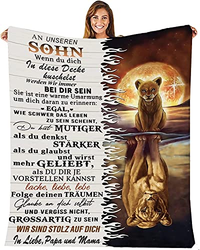 Personalisierte Decke Geschenk für Sohn Von Eltern, Kuscheldecke Flauschige An Unseren Sohn Von Mama und Papa, Brief Decken Geschenke Für Weihnachten Geburtstag Graduierung,18 Geburtstag Junge von Hsientpe