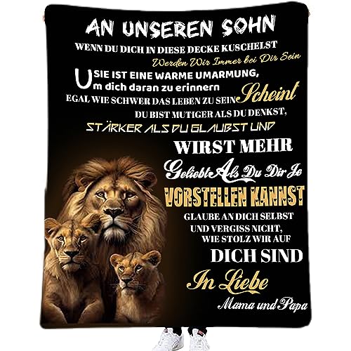 Personalisierte Decke Geschenk für Sohn Von Eltern, Kuscheldecke Flauschige An Unseren Sohn Von Mama und Papa, Brief Decken Geschenke Für Weihnachten Geburtstag Graduierung,18 Geburtstag Junge von Hsientpe