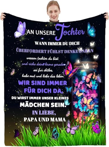 Personalisierte Decke Geschenk für Tochter Von Eltern,Kuscheldecke Geschenk An unsere Tochter , Beste Tochter Geschenke, Mädchen Geburtstags Weihnachten Abschluss Geschenke,18 Geburtstag Mädchen von Hsientpe