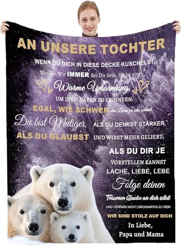 Personalisierte Decke Geschenk für Tochter Von Eltern,Kuscheldecke Geschenk An unsere Tochter , Beste Tochter Geschenke, Mädchen Geburtstags Weihnachten Abschluss Geschenke,18 Geburtstag Mädchen von Hsientpe