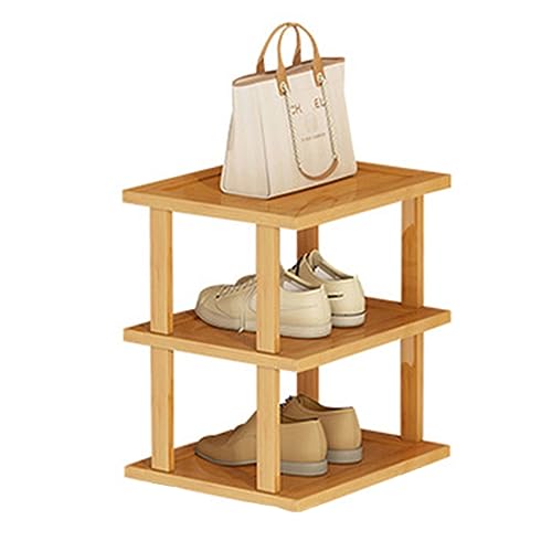 Hsivtns Schuhregal Schmal und Hoch, Schuhregal Holz Schuhständer für Eingang, Wohnzimmer, Schlafzimmer, Platzsparend Faltbares Schuhregal Schuhaufbewahrung,A3 von Hsivtns