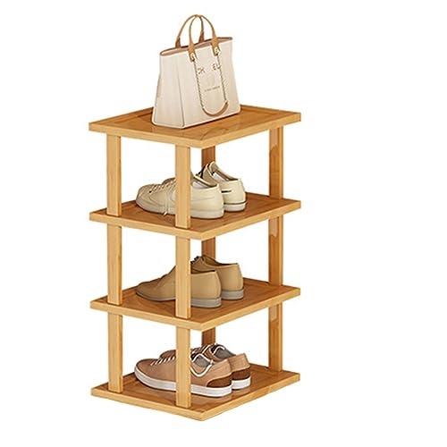 Hsivtns Schuhregal Schmal und Hoch, Schuhregal Holz Schuhständer für Eingang, Wohnzimmer, Schlafzimmer, Platzsparend Faltbares Schuhregal Schuhaufbewahrung,A4 von Hsivtns