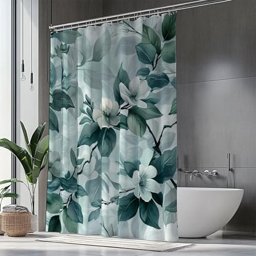 Duschvorhang 180x220 cm Grün Duschrollo für Badewanne,Shower Curtains Blau Duschvorhänge,Beschwerter Saum,Überlänge Wasserdicht und Trocknet Schnell,Faltbarer Duschvorhang Waschbar,Geschenke H1-113 von Hsqpoobd