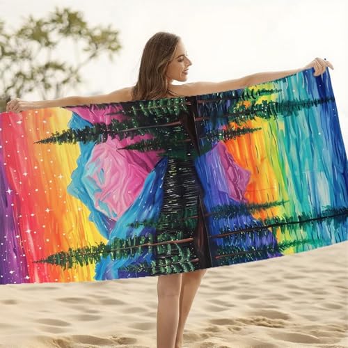 Strandtuch, Mikrofaser Handtuch Groß 100x200cm, Stranddecke Sandfrei, Reisehandtuch Schnelltrocknend, Saunahandtuch, Badetuch, Yoga Handtuch, Saugfähig, Leichtes, Kompaktes, Summer Must Haves H1-206 von Hsqpoobd
