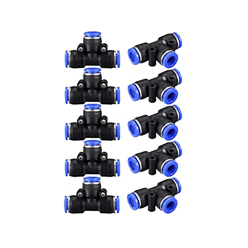 Hsthe Sea 10 Stück Tee Kunststoffschlauch Tee Verbindung Schlauch PE-8 Typ T Verbinder Pneumatikverbinder Luftleitung für gängige Luft 8 mm Außendurchmesser Schlauch von Hsthe Sea