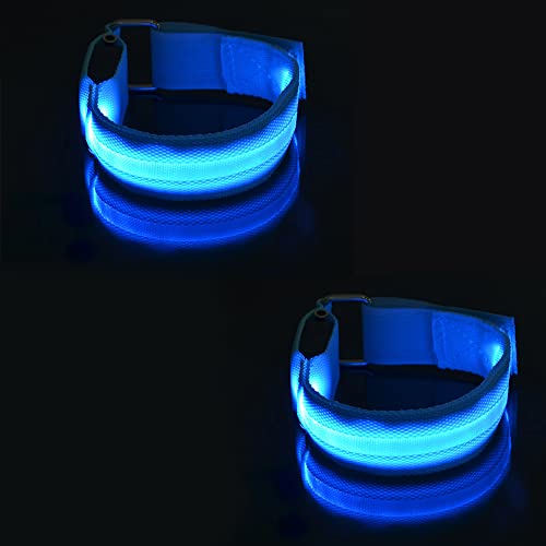 Hsthe Sea 2 STÜCKE Wiederaufladbare LED-Armbinde Licht Fluoreszierende Armbinde Reflektierende Armbinden für Lauflichter zum Laufen bei Nacht -Blau von Hsthe Sea