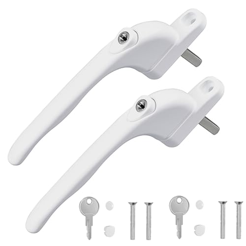 Hsthe Sea 2 Stück UPVC-Fenstergriff, abschließbarer Fenstergriff aus Aluminium für Innen- und Außen-UPVC-Fenster, Weiß von Hsthe Sea
