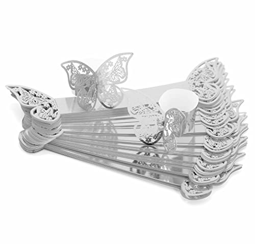 Hsthe Sea 30 Stück Schmetterlings-Papierserviettenringe, Reflektierende ausgehöhlte Serviettenringe, 3D-Schmetterlings-Serviettenhalter, für Dekorationen Hochzeit Party Tisch Geburtstag (Silber) von Hsthe Sea