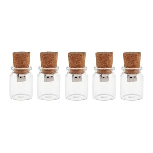 Hsthe Sea 5 Pack Cute Flash Drive USB 2.0 Storage Jars Unique Box Glass Jar Bottle and Cork Memory Stick Pen Drive Wedding Gift Electronics Fancy Pendrive (8GB) von Hsthe Sea