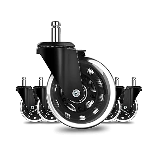 Hsthe Sea Bürostuhlrollen, 5er-Set, Hartbodenrollen, 11 mm x 22 mm, Bürostuhlrollen, Ersatz-Bodenschutz – passend für die meisten Stuhlrollen (nicht passend für 1KEA, mattschwarz) von Hsthe Sea