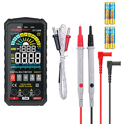 Hsthe Sea HT126B Smart Digital Multimeter 10000 Counts True RMS Auto-Range VA Farbbildschirm Elektrischer Tester Voltmeter Amperemeter Temperaturmessung Multifunktions AC DC Spannung Strom Kapazität von Hsthe Sea