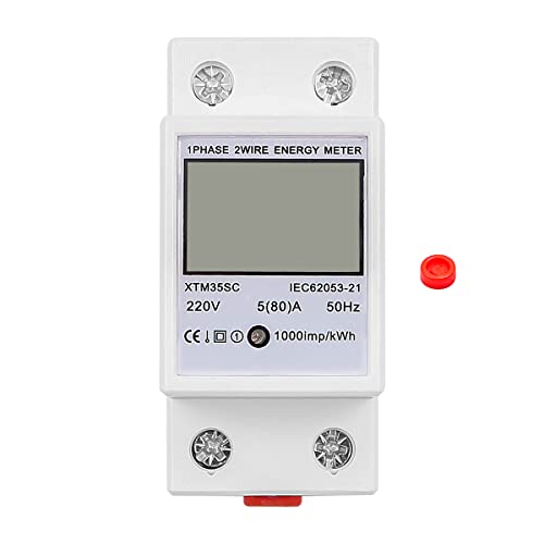 Hsthe Sea LCD Digitale Stromzähler, Stromzähler Hutschiene Wechselstromzähler Hutschiene KWh Zähler, 5(80) A Geeicht Digitaler Verbrauchsmessgerät 1-phasiger 2-poliger 2P-DIN-Schienen-Stromzähler von Hsthe Sea