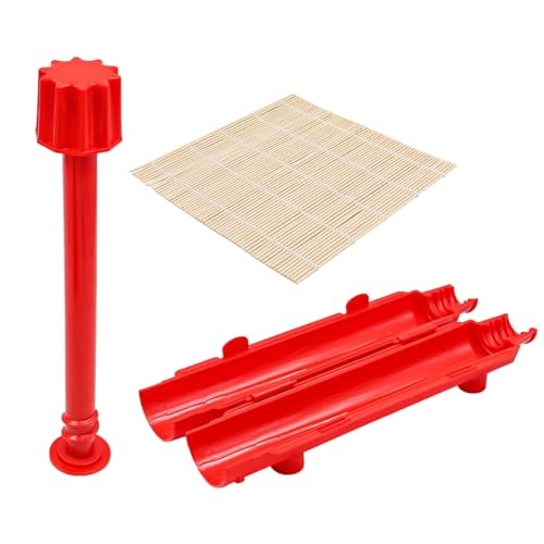 Hsthe Sea Sushi Maker Kit Tragbarer Sushi Maker Bazooka Sushi Set mit Rolling Matte Stäbchen Handbuch Formformen DIY Sushi Roller Tool für Anfänger zu Hause (Rot) von Hsthe Sea