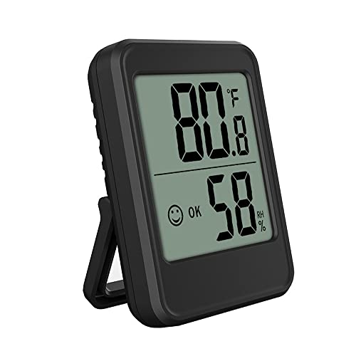 Hsthe Sea Thermometer Hygrometer - Digitales Raumthermometer für Kontrolle Innenraum Luftfeuchtigkeit, Kühlschrankgeeignet, Wandmontage und Magnet, Schimmelvorbeugung - Indikator Smiley, Grau von Hsthe Sea