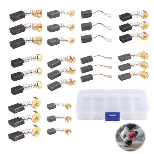 Elektrowerkzeug Kohlebürsten Ersatz, Motor-Kohlebürsten 30 Stück 10 Größen Kohlebürsten Set Ersatz-Kohlebürsten für Elektrowerkzeuge Universal Kohlebürsten Bohrhammer Bohrer Winkelschleifer von HstiaLving