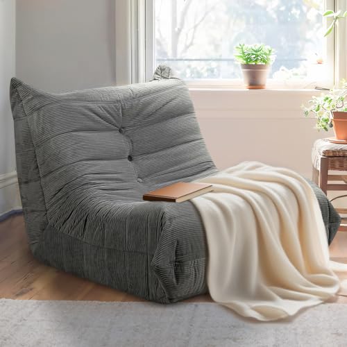Hsundries Sitzsack-Stühle für Erwachsene, Memory-Schaum-Couch-Sofa, einteilige Schaumstoffpolsterung, gemütlicher Cord-Material, Sitzsack-Sofa zum Lesen im Schlafzimmer, Wohnzimmer und Schlafsäle von Hsundries
