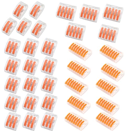 35 Stück Kabelverbinder, Kabelklemmen Elektro Lüsterklemmen mit Betätigungshebel,Elektro Klemmen Set 4mm² Leiter Klemme Verbindungsklemme Können Frei Kombiniert Werden für Feste Kabe 2-8 Leiter 35 Stück Kabelverbinder, Kabelklemmen Elektro Lüsterklemmen mit Betätigungshebel,Elektro Klemmen Set 4mm² Leiter Klemme Verbindungsklemme Können Frei Kombiniert Werden für Feste Kabe 2-8 Leiter von Hsupez