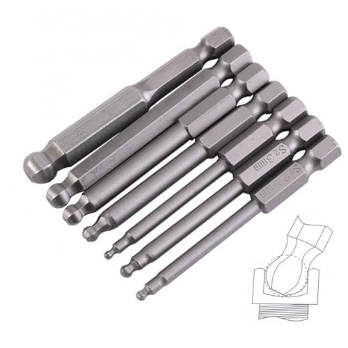 7 Stück 65mm Kugelkopf Sechskant Schraubendreher Bit 1/4" S2 Magnetischen Innensechskant Schraubendreher Satz 2/2,5/3/4/5/6/8mm Ball End Hex Schraubendreher Innensechskantschlüssel Set 7 Stück 65mm Kugelkopf Sechskant Schraubendreher Bit 1/4" S2 Magnetischen Innensechskant Schraubendreher Satz 2/2,5/3/4/5/6/8mm Ball End Hex Schraubendreher Innensechskantschlüssel Set von Hsupez