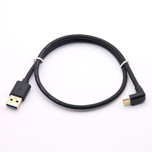 Hsupez 90 Grad USB Typ C Kabel, USB 3.0 A zu USB C Up & Down Winkel Schnellladekabel, Typ-C-USB-C-Stecker auf Stecker, 50cm, 5 Gbit/s Geschwindigkeit, für Notebook, PC, Tablet, Telefon von Hsupez