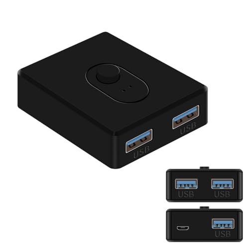 USB 3.0 Switch, Bi-Direktional 2 PC Umschalter 2 in 1 Out (1 in 2 Out), KVM Switch für PC, Drucker, Scanner, Tastatur, 2 Computer Teilen Sich 1 Gerät von Hsupez