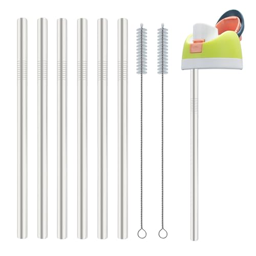 6 Edelstahl-Trinkhalme + 2 Reinigungsbürsten - Wiederverwendbare Metall-Strohhalme für Owala Flaschen (680ml/907ml) - Rostfreier Trinkhalm-Ersatz für Modelle - Spülmaschinenfest von Hsyadazi