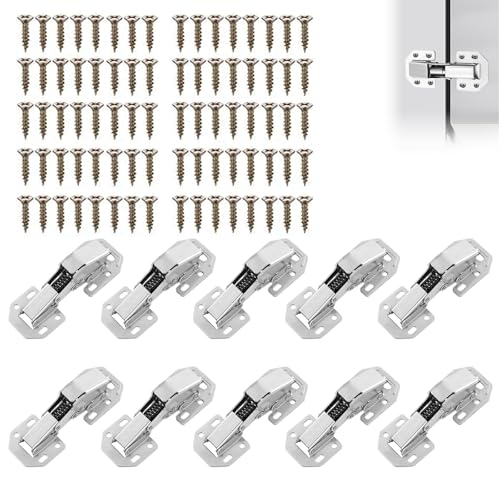 Hsyadazi 10 Stück Schrankscharniere - 90° Aufschraubscharniere mit Schrauben für Schranktüren, Holztüren & Küchenmöbel (versteckt, 78x33mm) von Hsyadazi