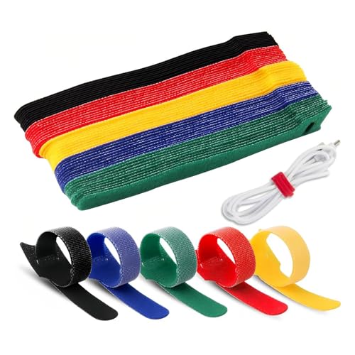 Hsyadazi 100 Stück Kabel Klettband, Reise Gadgets Klettband Kabelbinder Wiederverschließbar, 5 Gemischte Farben von Hsyadazi