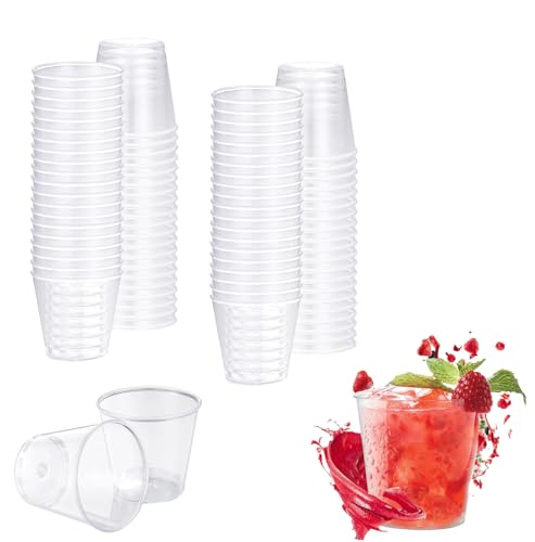 Hsyadazi 100 Stück Schnapsgläser aus Plastik, 30ml/3cl Shotgläser, Wiederverwendbare Plastikbecher aus PS-Material, für Partys, Bankette und Verkostungen von Hsyadazi