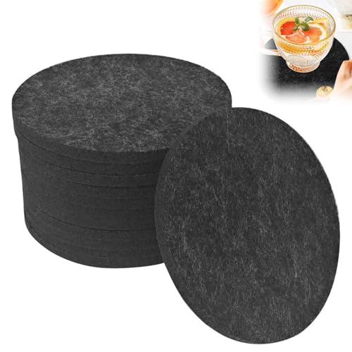 Hsyadazi 12 Stück Filzuntersetzer Rund – Hitzebeständige & rutschfeste Untersetzer für Tassen, Gläser & Flaschen – Waschbare Tischschoner (Ø 10 cm) – Praktisches 12er-Set für Bar, Büro & Haushalt von Hsyadazi